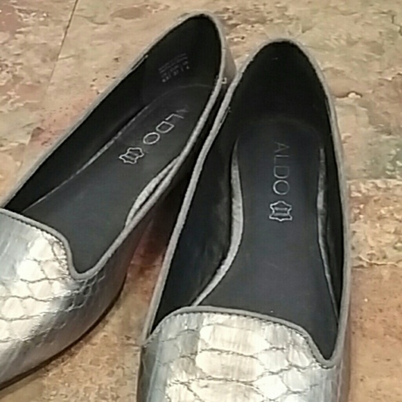 Aldo 6.5 Leather silver bronze Flats pointy - Picture 4 of 4